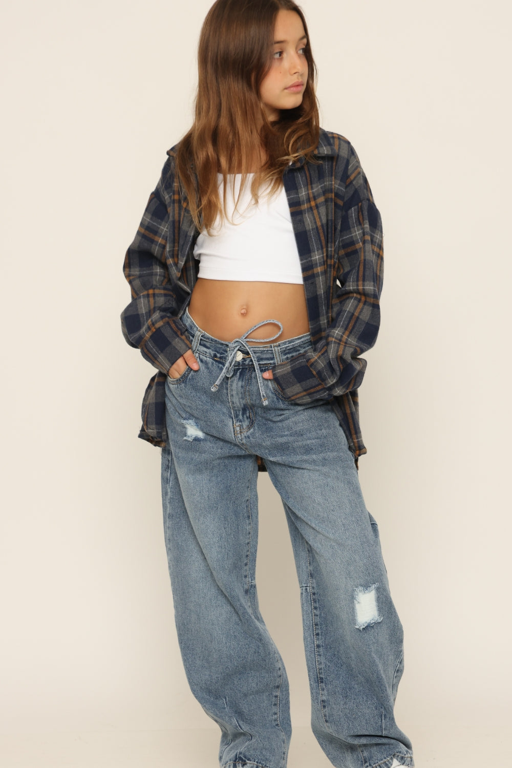 מכנס ג'ינס בלון וקרעים