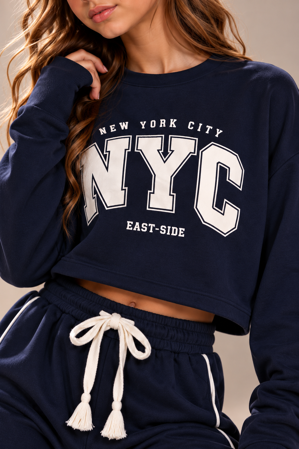 סט פוטר NYC לבנות בצבע כחול – סווטשירט שרוול כפפה ומכנס פספולים – פליפר בגדי ילדים – תמונה 38