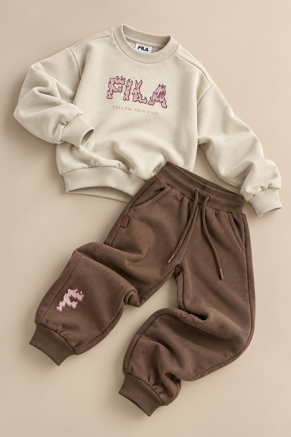 חליפת פוטר FILA לבנות קרם מידות 2-10 – תמונה 3