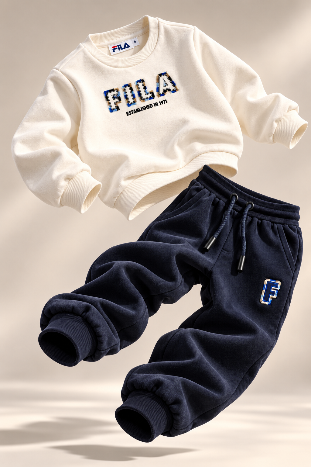 חליפת פוטר FILA לבנים סווטשירט כמאל קרם מידות 2-10 – תמונה 3