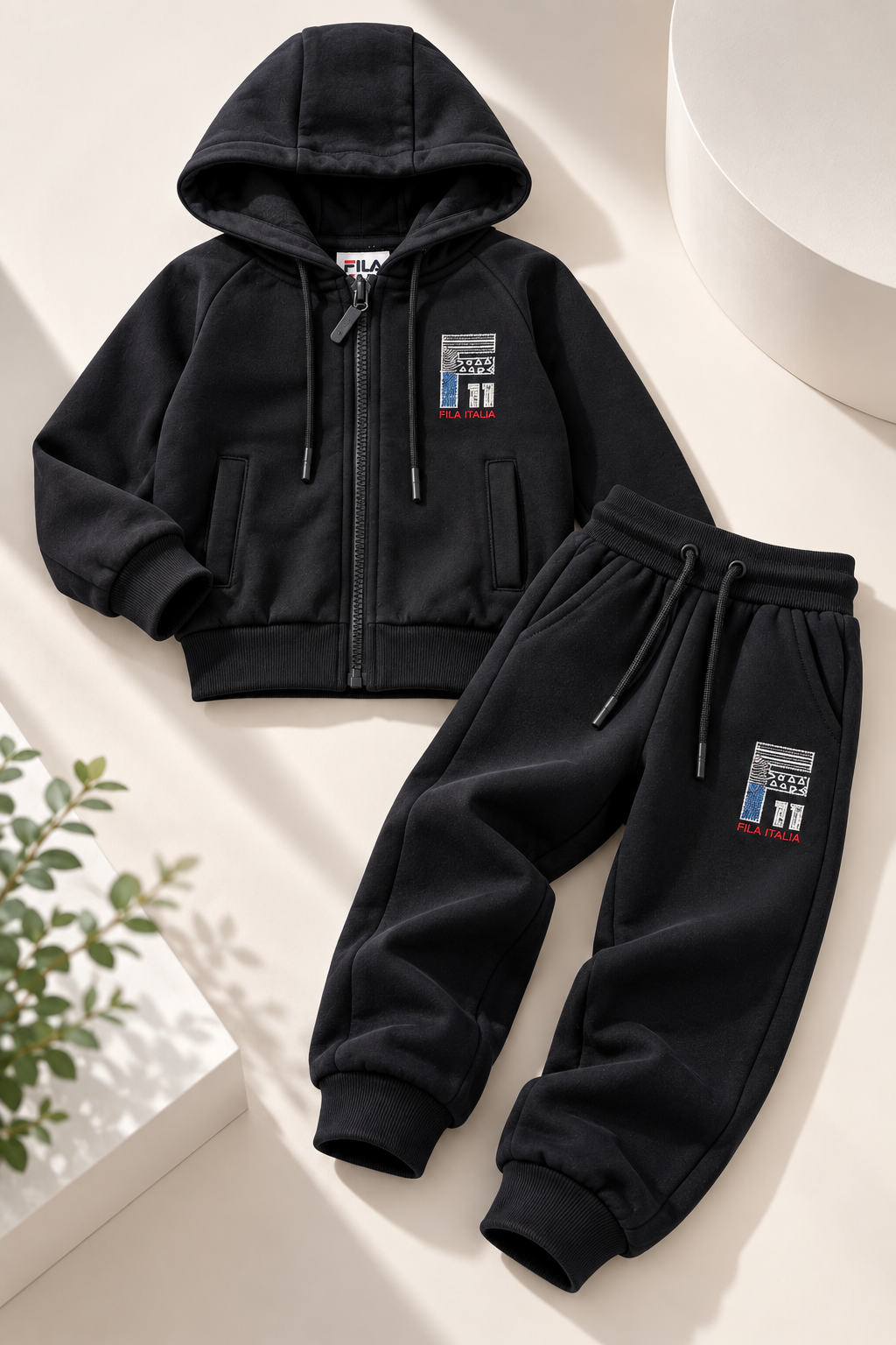 חליפת פוטר FILA לבנים קפוצ׳ון רוכסן מידות 2-10 – תמונה 1
