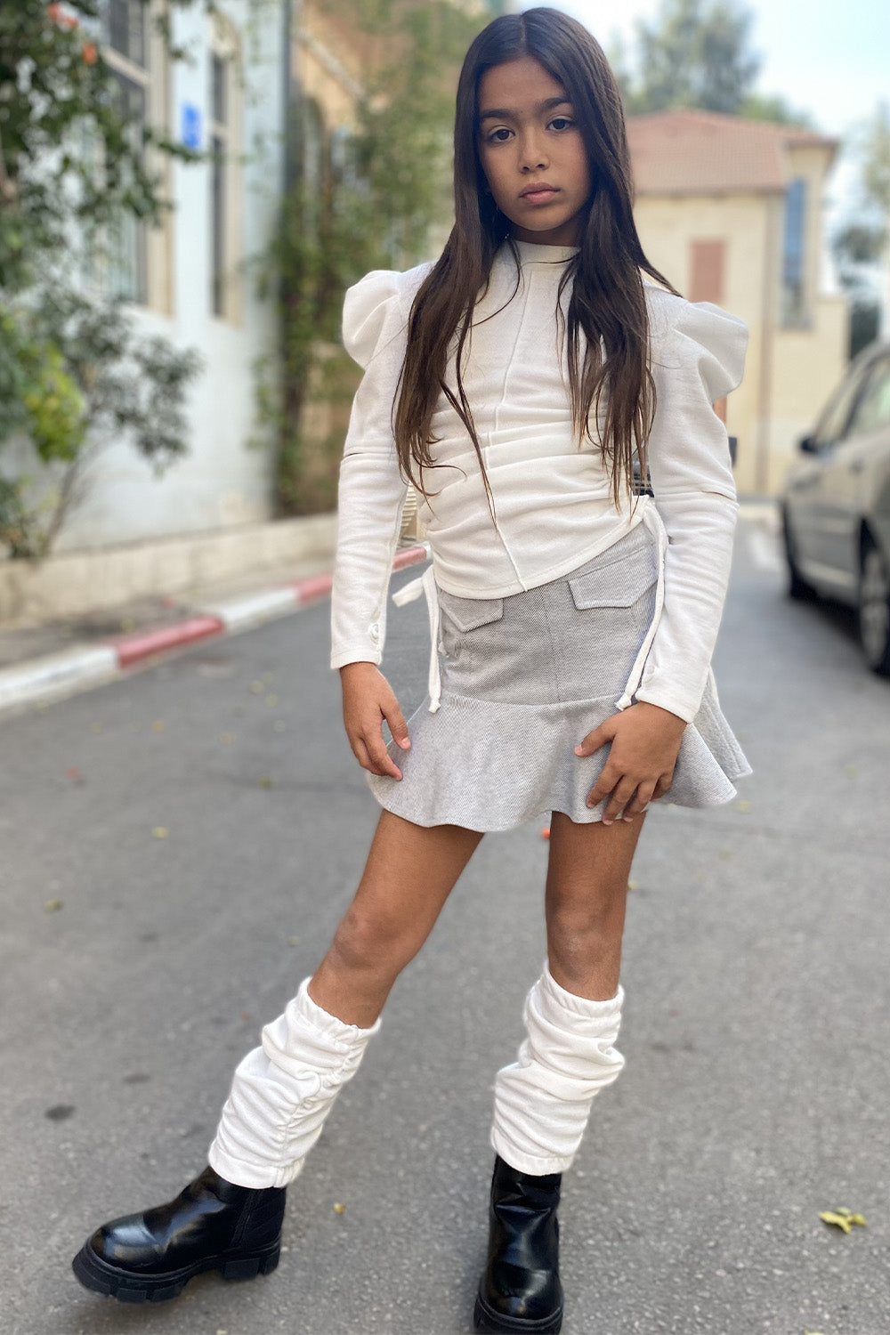 חליפת חצאית סריג