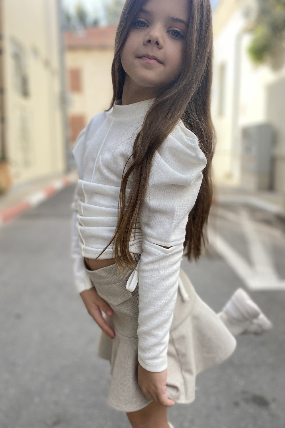 חליפת חצאית סריג