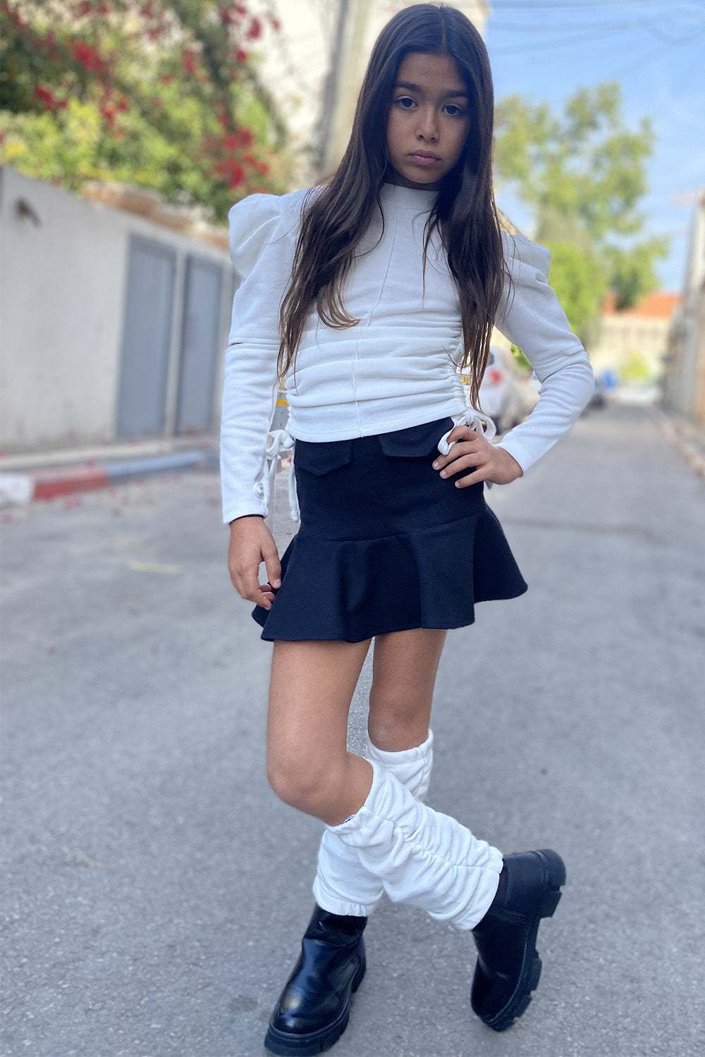 חליפת חצאית סריג