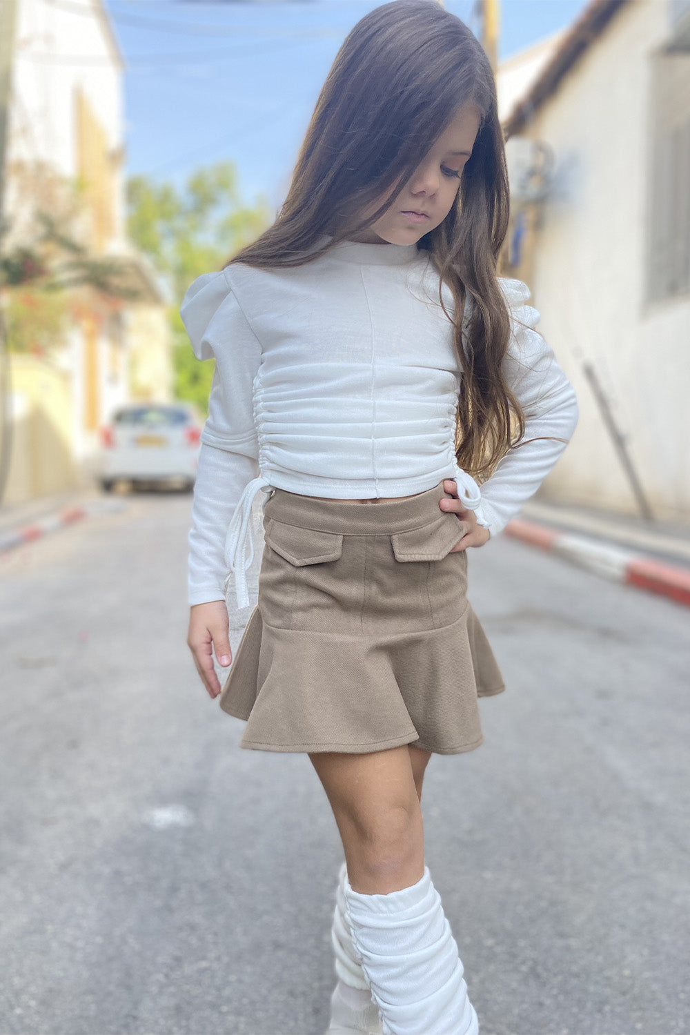חליפת חצאית סריג