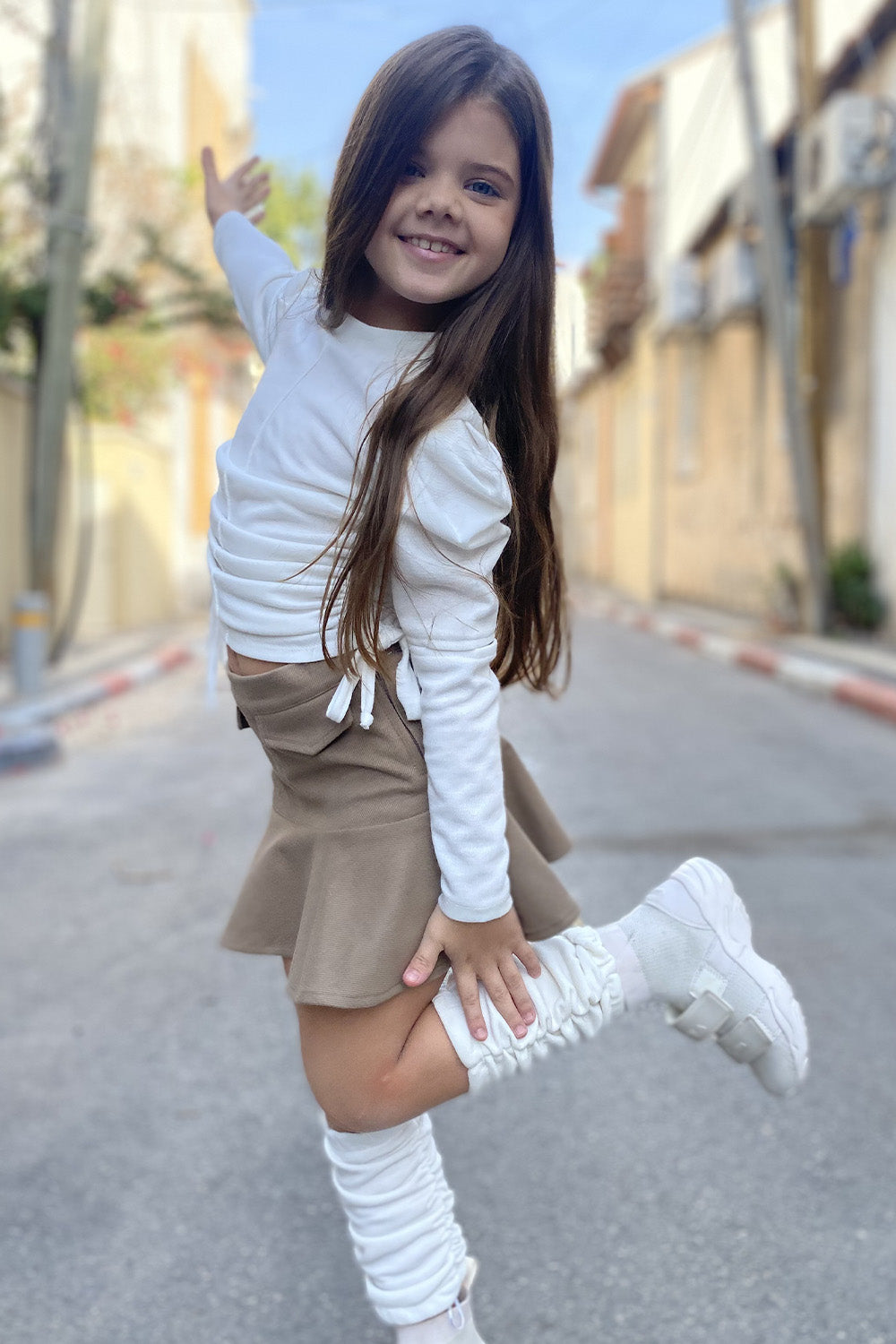 חליפת חצאית סריג