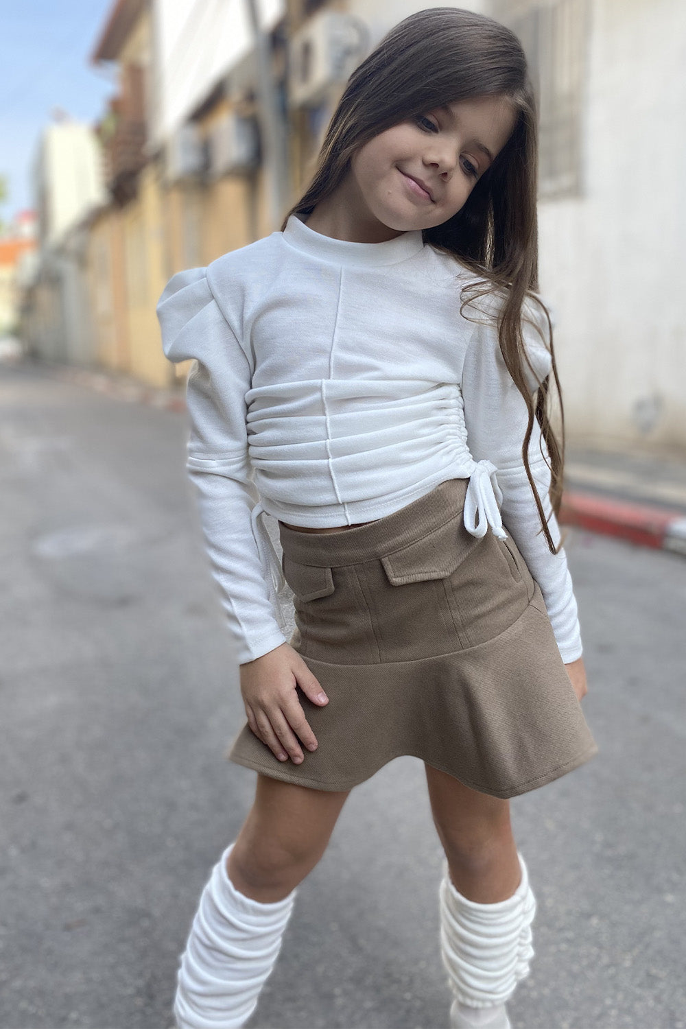 חליפת חצאית סריג