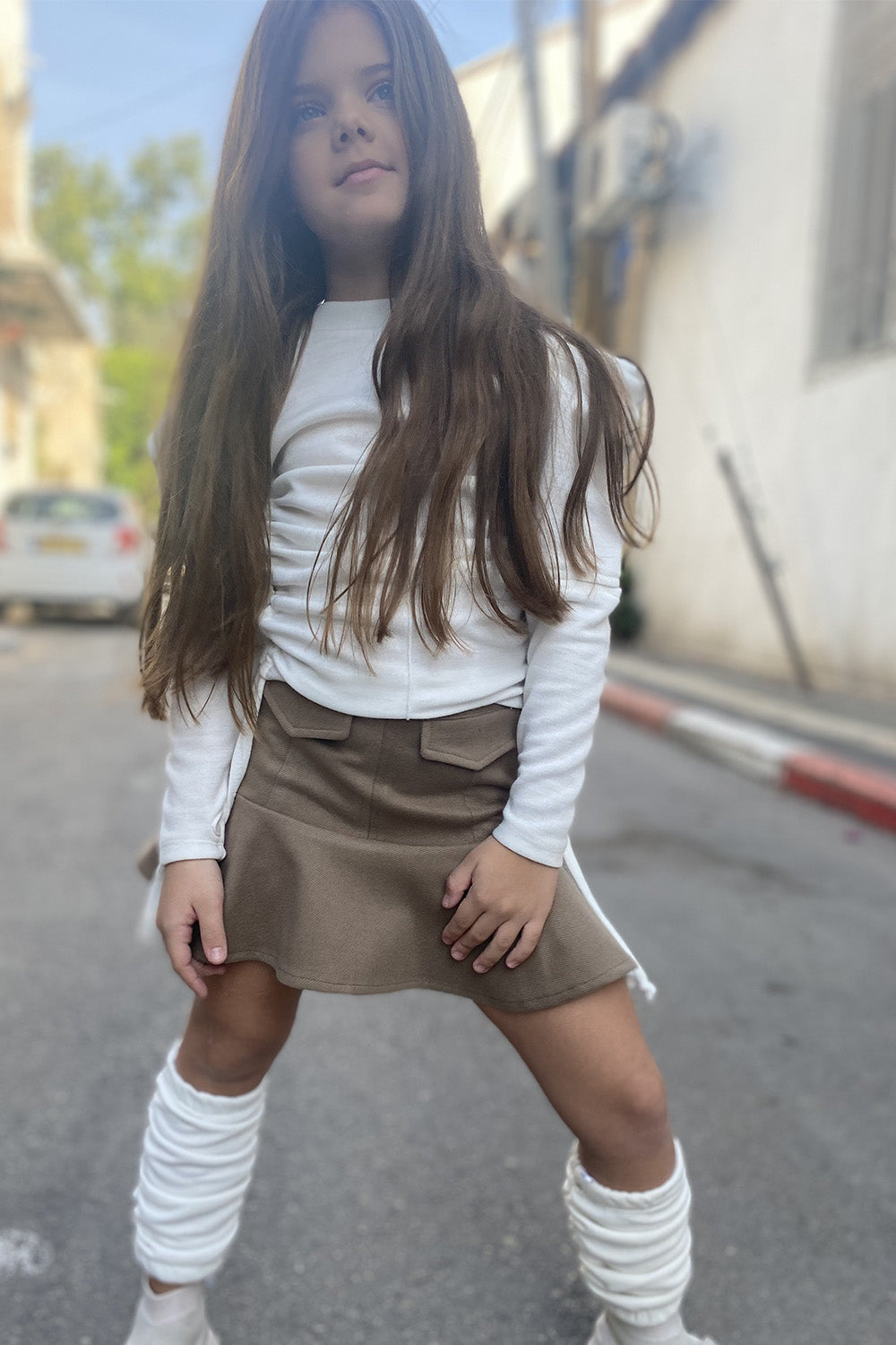 חליפת חצאית סריג