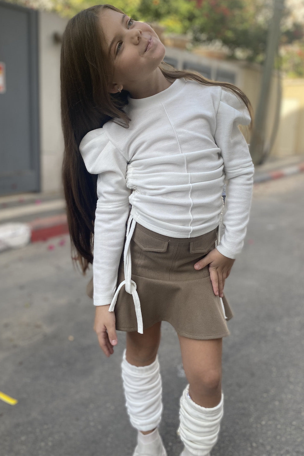 חליפת חצאית סריג