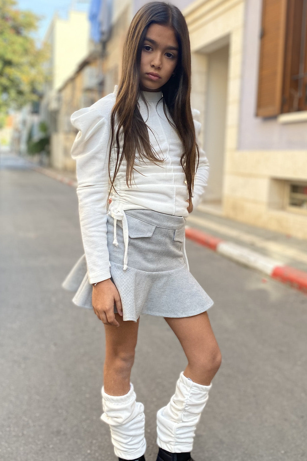 חליפת חצאית סריג