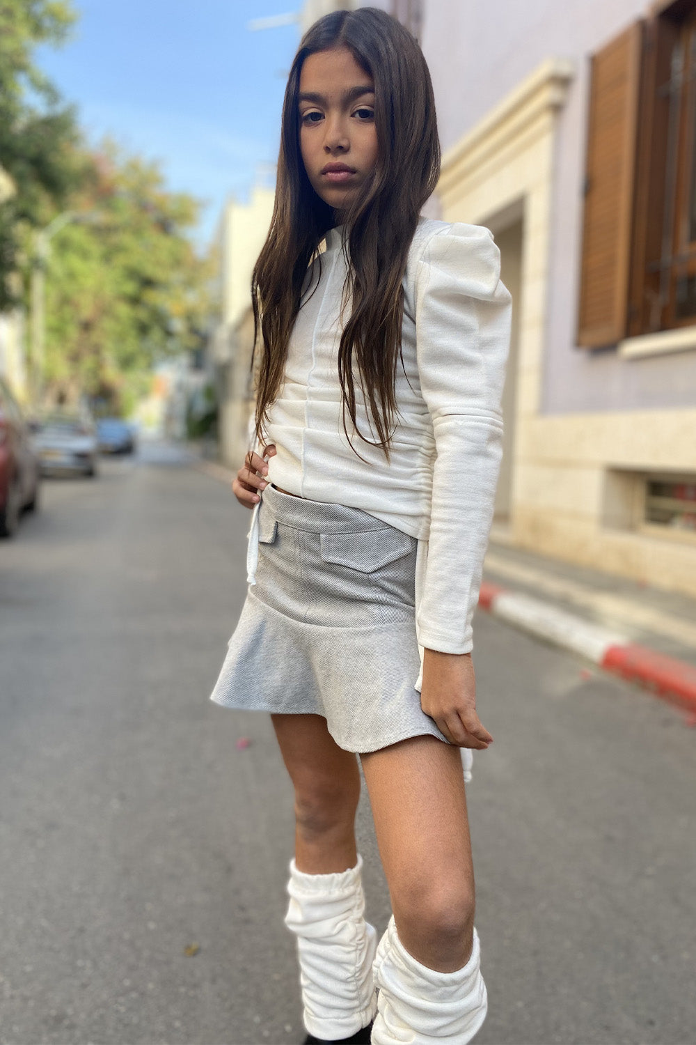 חליפת חצאית סריג